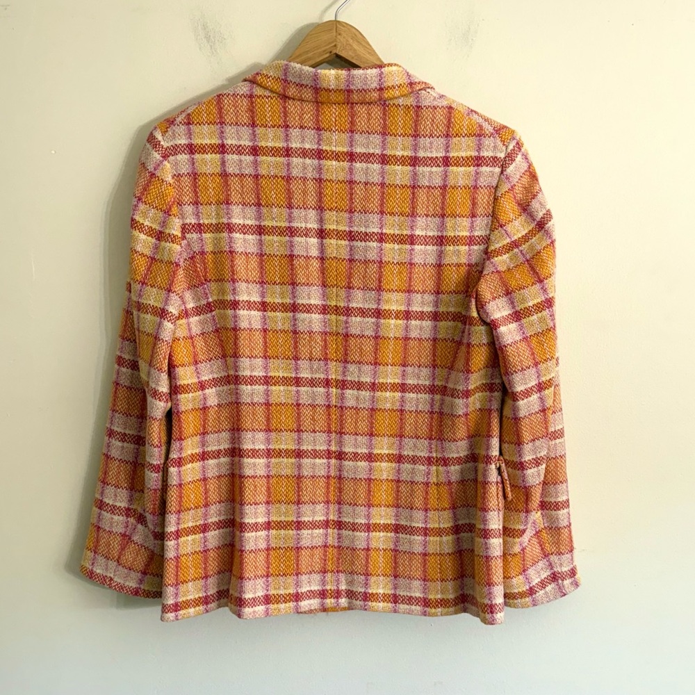 Luciano Barbera Pink Orange Silk Wool Blazer US Medium EU 46 - Picture 4 of 15